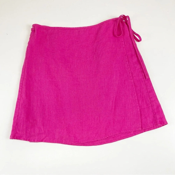 NEW Rails Mini Skirt Size XS Pink Raspberry Mateo Linen Wrap NWOT - Picture 1 of 11